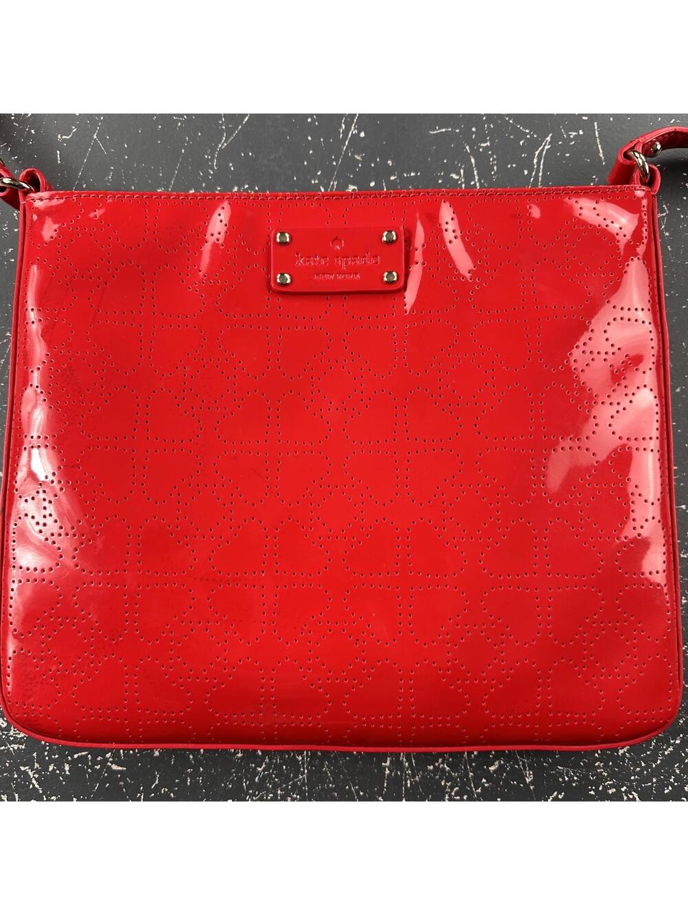 Kate Spade Darby Metro Slim Swing Crossbody Bag Perforated Heart EUC Clean Nice